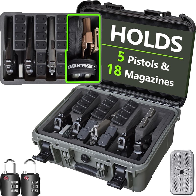 Turokacase TSA Approved Pistol Gun Case for Multiple Handguns – Hard Shell Waterproof & Dustproof Travel Case with Pre-Cut Foam and 2 TSA Locks for Range & Safe Storage - Image 1